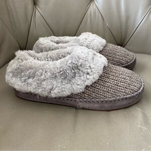 UGG Wrin Rib Knit Shearling Suede Slippers Shoes 1020146 Women's Size 7